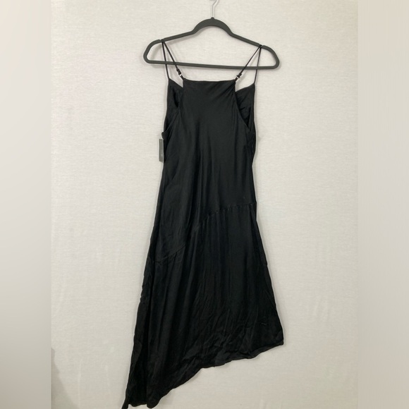 New Mossimo Black Asymmetric Hem Satin Flowy Y2K Dress Size Small - Picture 9 of 11